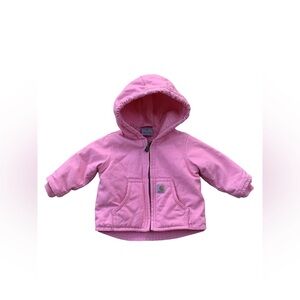 Carhartt Size 6 Months Pink Canvas Sherpa Lined Coat